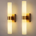 DORESshop Wall Sconce Set of 2, Modern Vanity Lights with Frosted Glass Shade, Sconces Wall Decor Set of 2 for Bathrooms Living Room Stairs Bedroom, Gold, 17.7in
