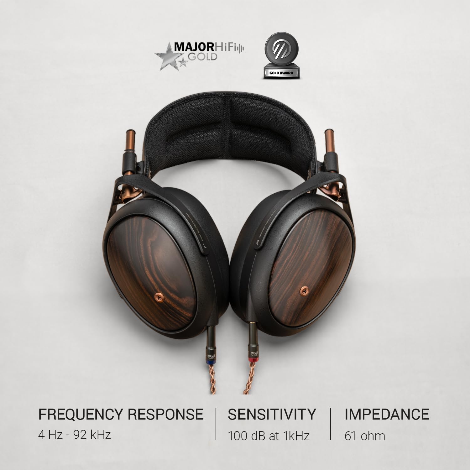 MEZE AUDIO | LIRIC 2nd Generation | Wired Over-Ear Closed-Back Planar Magnetic Headphones for Audiophiles | Macassar Ebony Wood Earcups | Detachable Magnetic Earpads | Premium Braided Cable Included