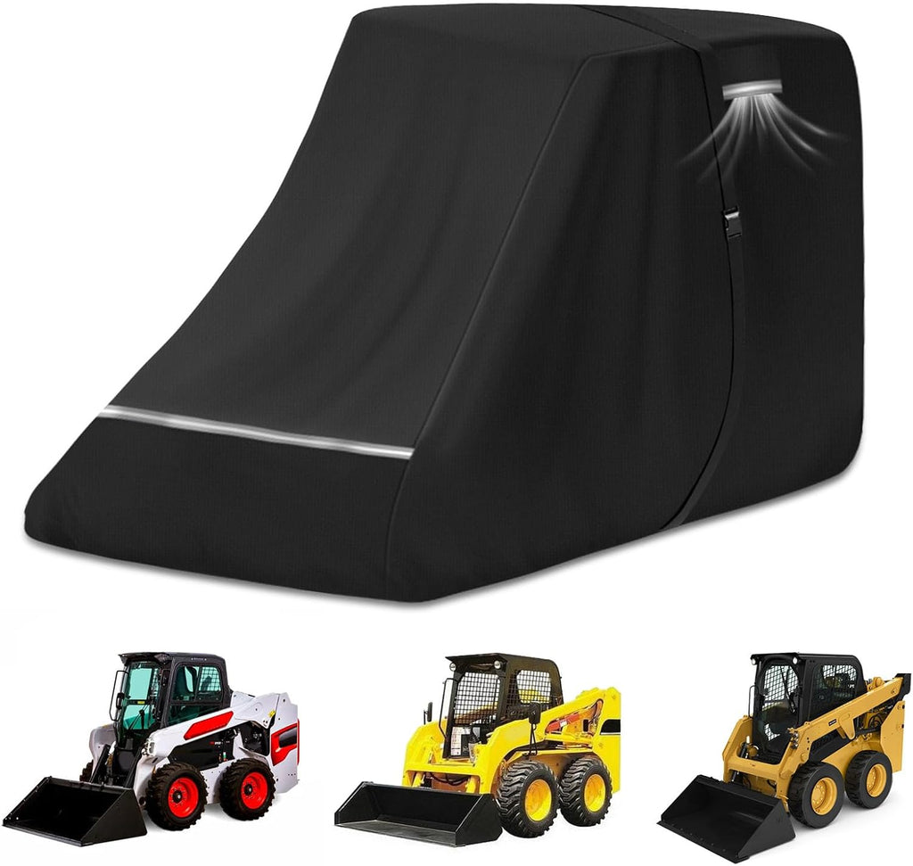 900D Skid Steer Cover Waterproof Heavy Duty, Windproof UV Protection Track Loader Cover Compatible with Bobcat, John Deere, Kubota, Caterpillar, Case, New Holland, JCB, 148 * 75 * 80 inch