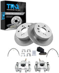 TRQ Rear Brake Pad and Rotor Set Ceramic Rotors Calipers Hoses Compatible with 2002-2003 Lexus ES300 2004-2006 ES330 2002-2006 Toyota Camry