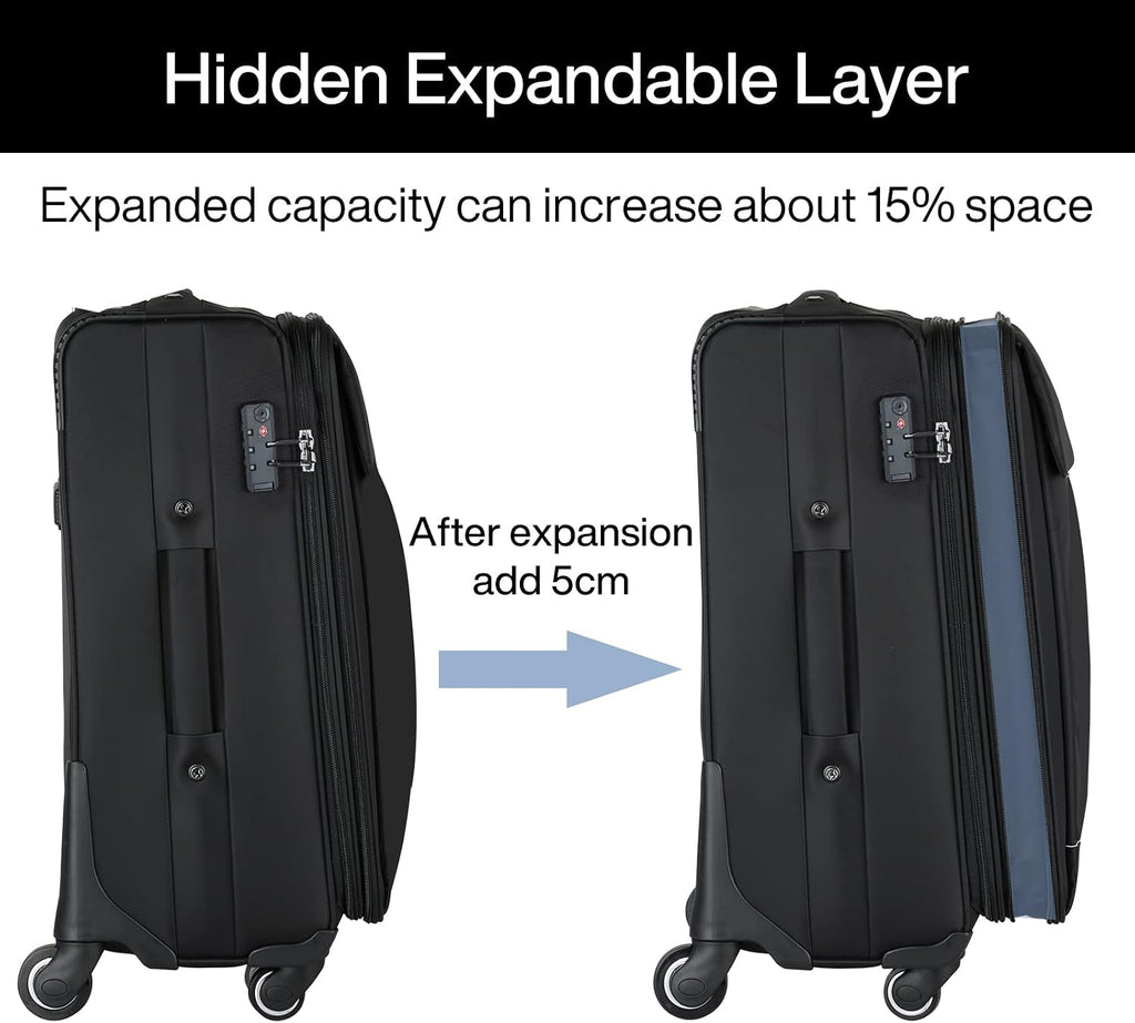 Hanke 20/28 Inch 2 Piece Luggage Sets with Spinner Wheels Expandable Luggage Large Suitcases with Wheels Lightweight Travel Luggage Rolling Suitcase with Lock Softside Checked Luggage.(Dark Gray)