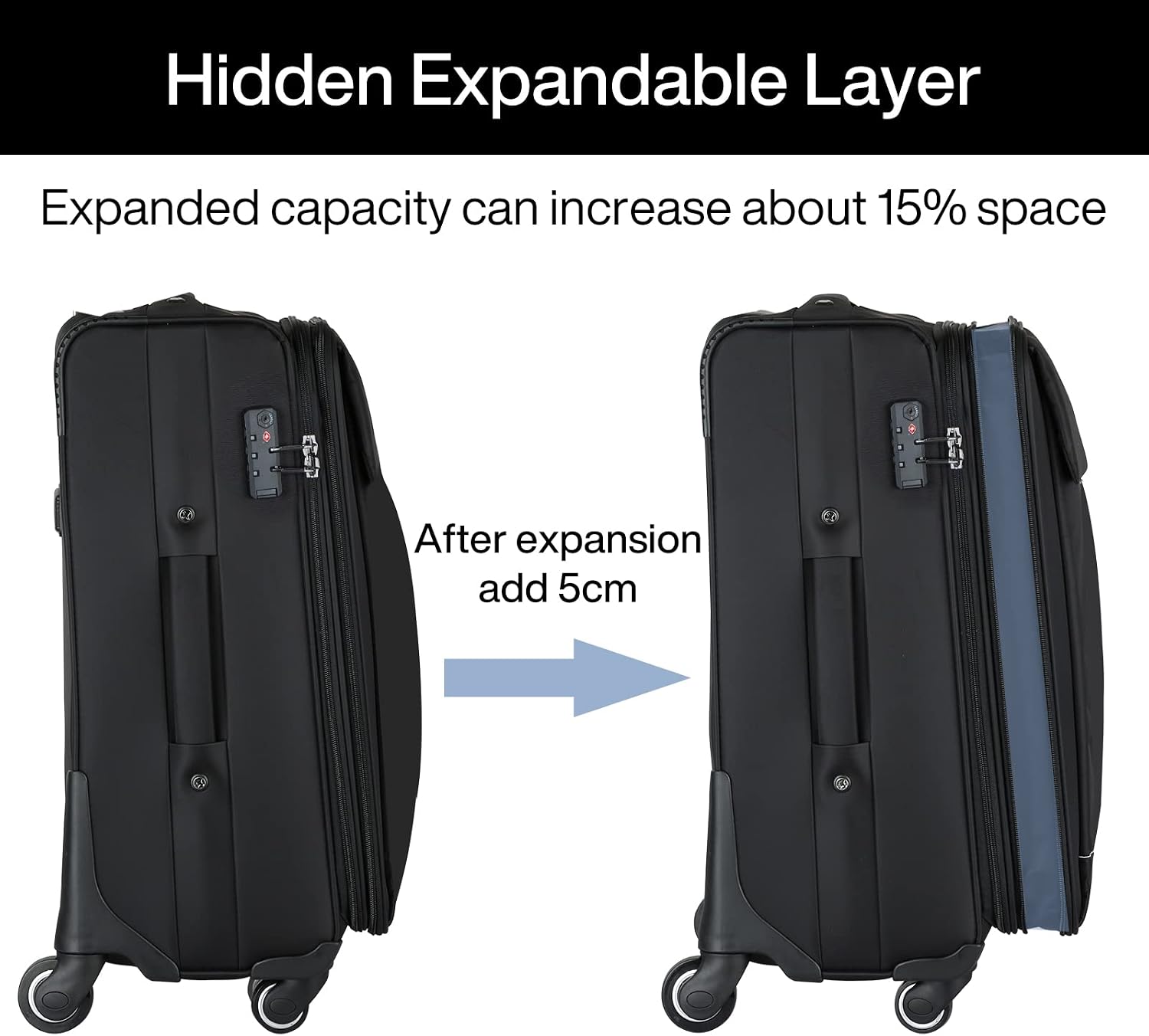 Hanke 20/28 Inch 2 Piece Luggage Sets with Spinner Wheels Expandable Luggage Large Suitcases with Wheels Lightweight Travel Luggage Rolling Suitcase with Lock Softside Checked Luggage.(Dark Gray)