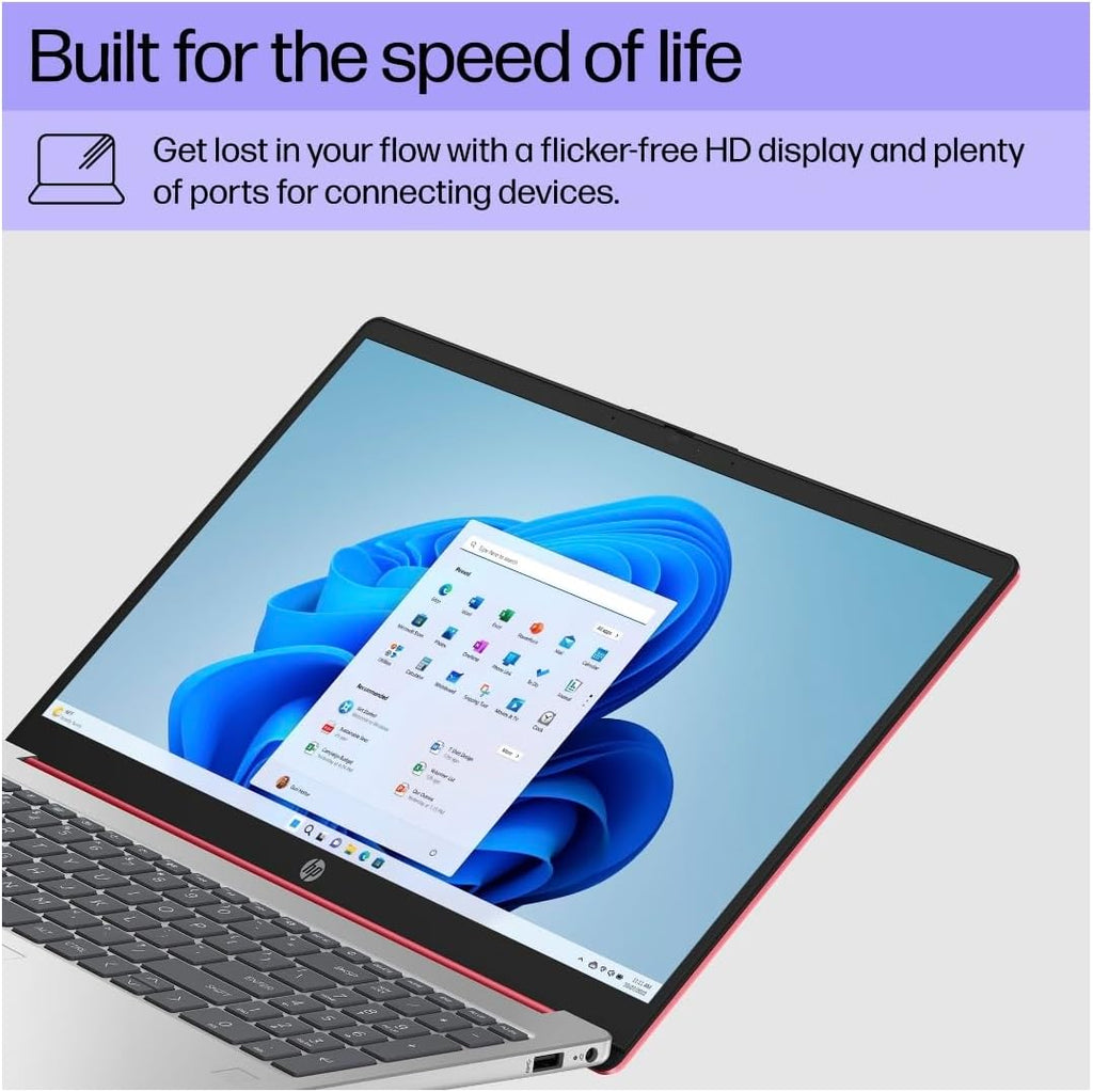 HP 15.6-Inch HD Pentium N200 1.8GHz Intel UHD Graphics 4GB RAM 128 SSD Windows 11 Laptop with 1-Year Microsoft 365 (Scarlet Red)