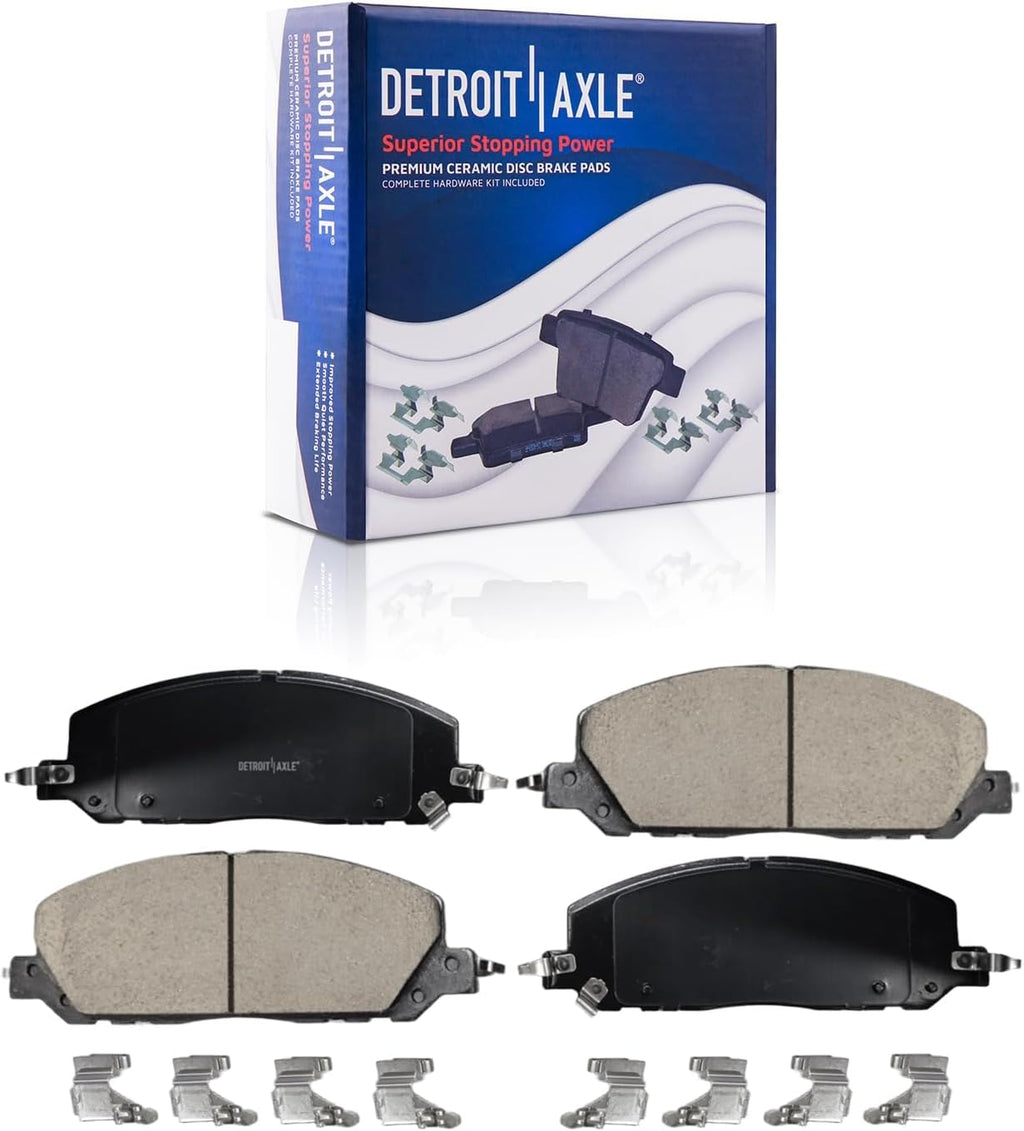 Detroit Axle - Brake Kit for 2020-2025 Ford Explorer, 2020-2023 Lincoln Aviator, Drilled and Slotted Disc Brake Rotors Brakes Pads Replacement : 14.29' inch Front and 13.78' inch Rear Vented Rotor