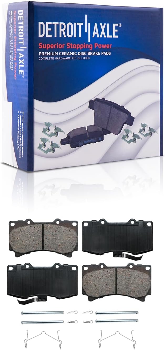Detroit Axle - Front Wheel Bearing Hubs Brake Kit for 2006-2010 Hummer H3 2009-2010 H3T Disc Brake Rotors Ceramic Brakes Pads Wheel Bearing Hubs Assembly Replacement