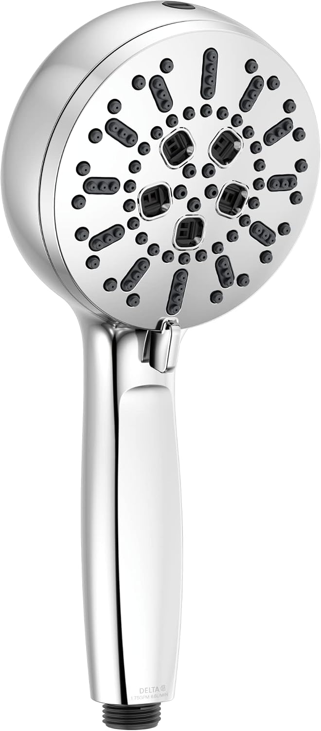 Delta 7-Setting Chrome Wall-Mount Handheld Shower Head with ProClean Spray, Hand Held Shower Head with High Pressure Spray, Lumicoat Chrome 59584-PR-PK