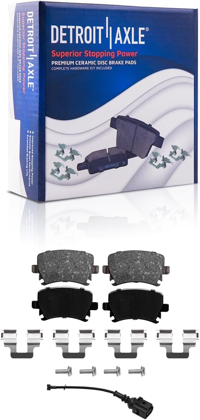 Detroit Axle - 8pc Brake Kit for Volkswagen Jetta Eos CC Audi A3 Quattro 12.28' inch Front and 11.10' inch Rear Disc Brake Rotors Ceramic Brakes Pads 2010 Replacement