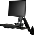 StarTech.com Wall Mount Workstation - Articulating Full Motion Standing Desk with Ergonomic Height Adjustable Monitor & Keyboard Tray Arm - Mouse & Scanner Holders - Single VESA Display, TAA