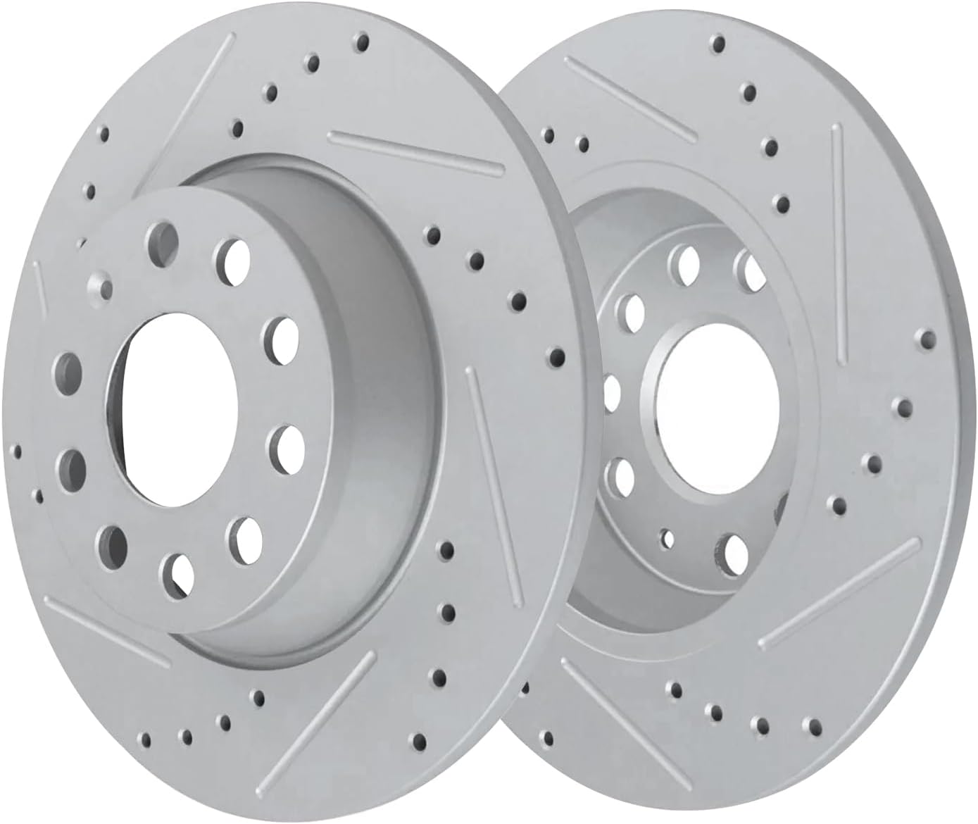 Detroit Axle - Brake Kit for Volkswagen 2010 Jetta 2009-2011 Eos 2009-2010 Audi A3 Quattro Drilled and Slotted Disc Brake Rotors Ceramic Brakes Pads : 11.34' inch Front and 11.10' inch Rear Rotors