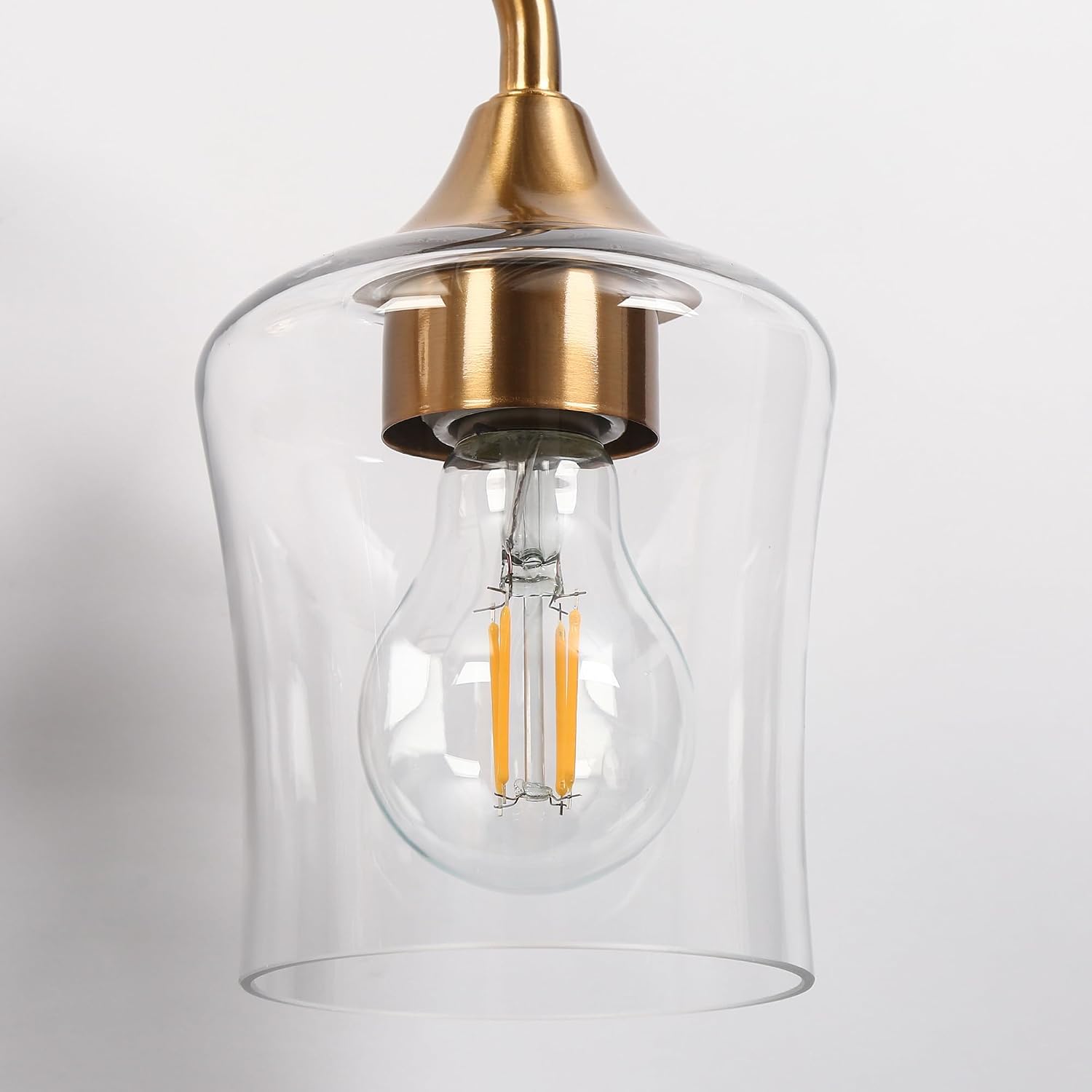 KSANA Gold Bathroom Light Fixture, 3-Light Vanity Light Over Mirror, Modern Glass Wall Sconce with Electroplated Antique Brass Finish