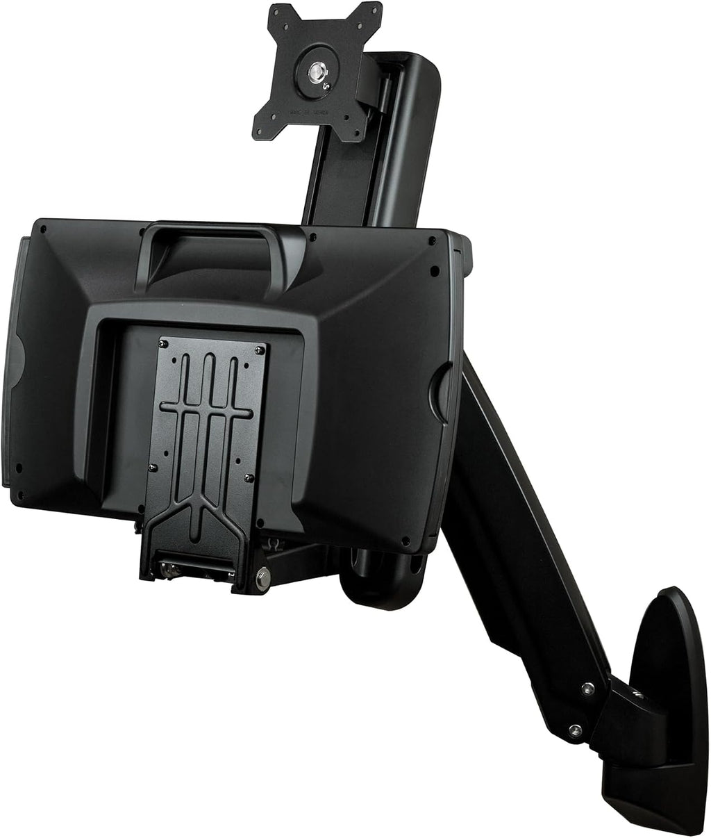 StarTech.com Wall Mount Workstation - Articulating Full Motion Standing Desk with Ergonomic Height Adjustable Monitor & Keyboard Tray Arm - Mouse & Scanner Holders - Single VESA Display, TAA