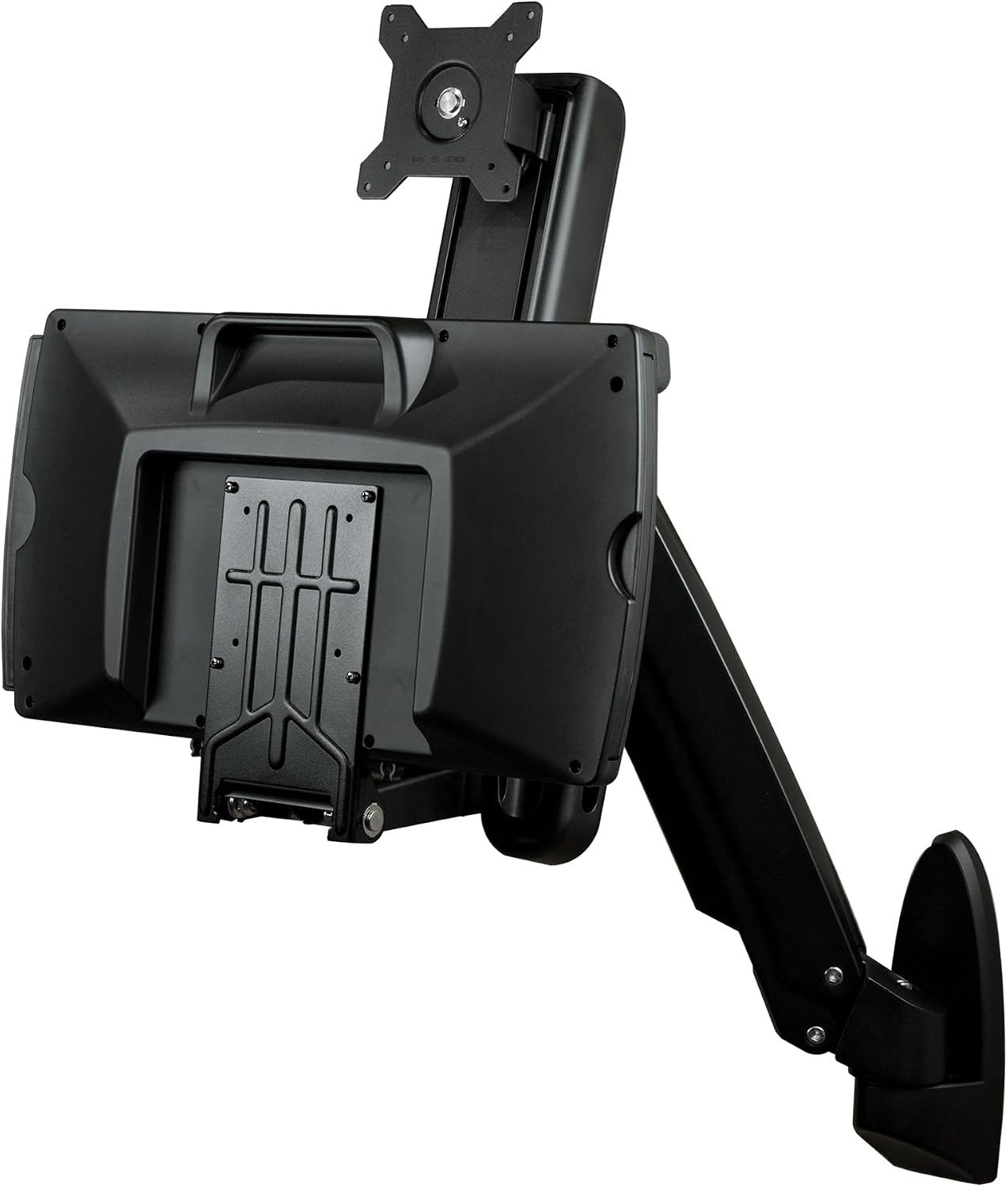 StarTech.com Wall Mount Workstation - Articulating Full Motion Standing Desk with Ergonomic Height Adjustable Monitor & Keyboard Tray Arm - Mouse & Scanner Holders - Single VESA Display, TAA