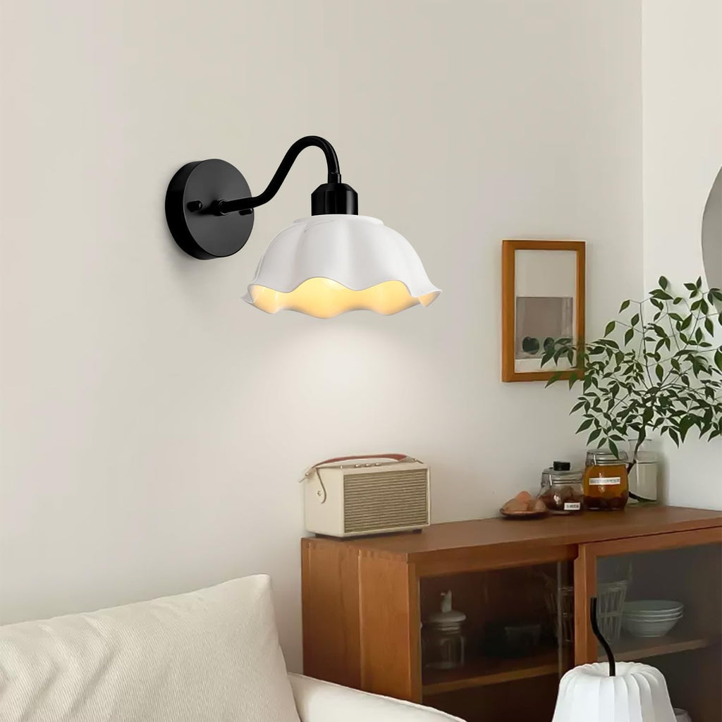 Black Bathroom Wall Sconces Set of 2 Modern White Milk Glass Wall Light Fixtures Farmhouse Living Room Wall Mounted Lights Vintage Bedroom Hardwired Vanity Wall Lamps Set of Two MWL02-2BK