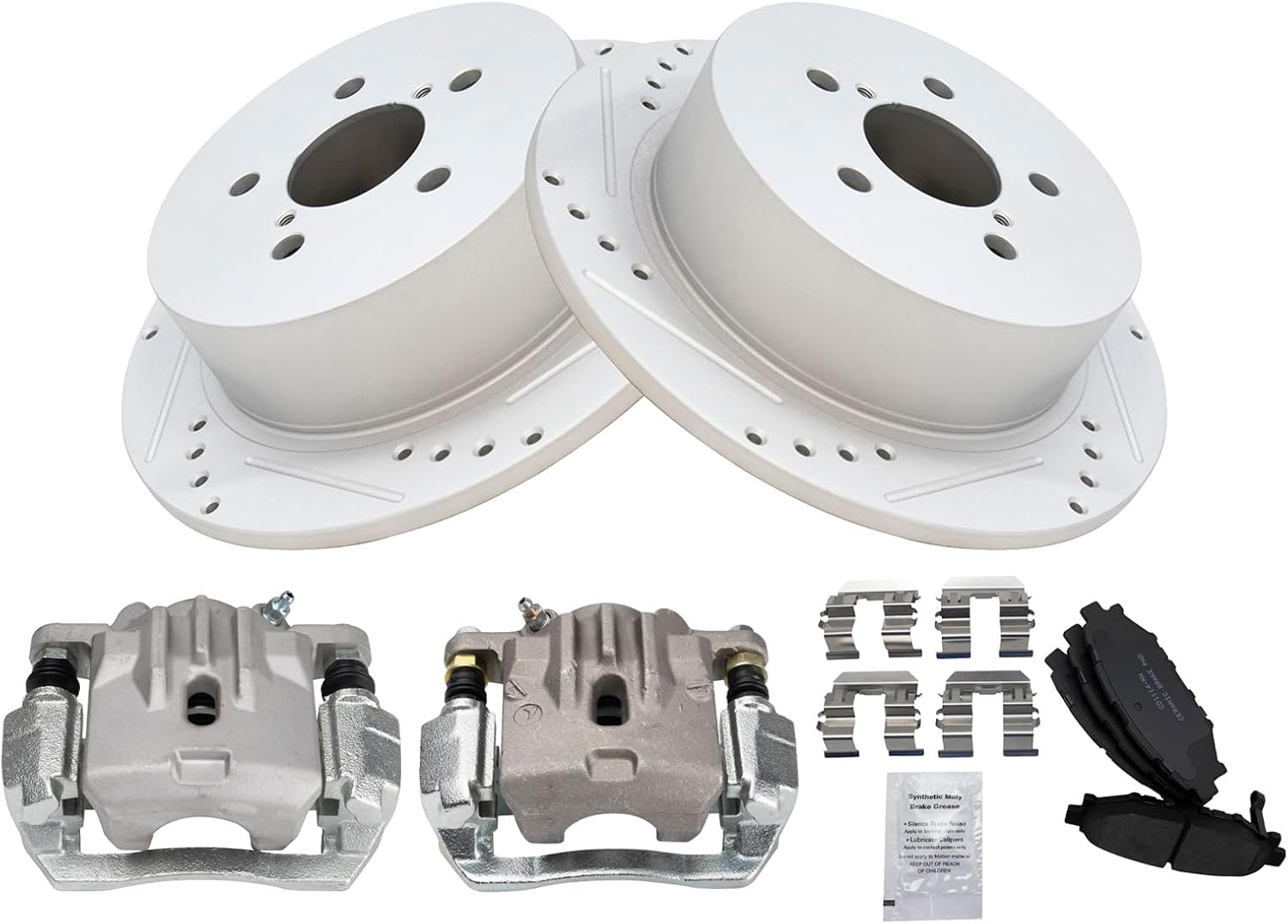 TRQ Performance Rear Brake Pad and Rotor Set Ceramic Solid G Coated Calipers Compatible with 2006-2009 Subaru Legacy Outback
