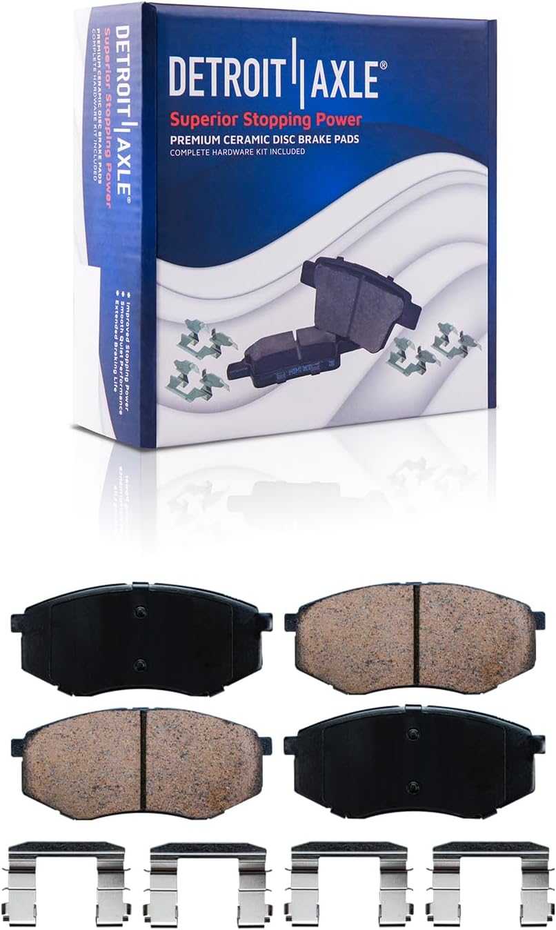 Detroit Axle - FWD Brake Kit for 2010 2011 Hyundai Tucson 2011 Kia Sportage Drilled & Slotted Brake Rotors Ceramic Brakes Pads Front and Rear Replacement