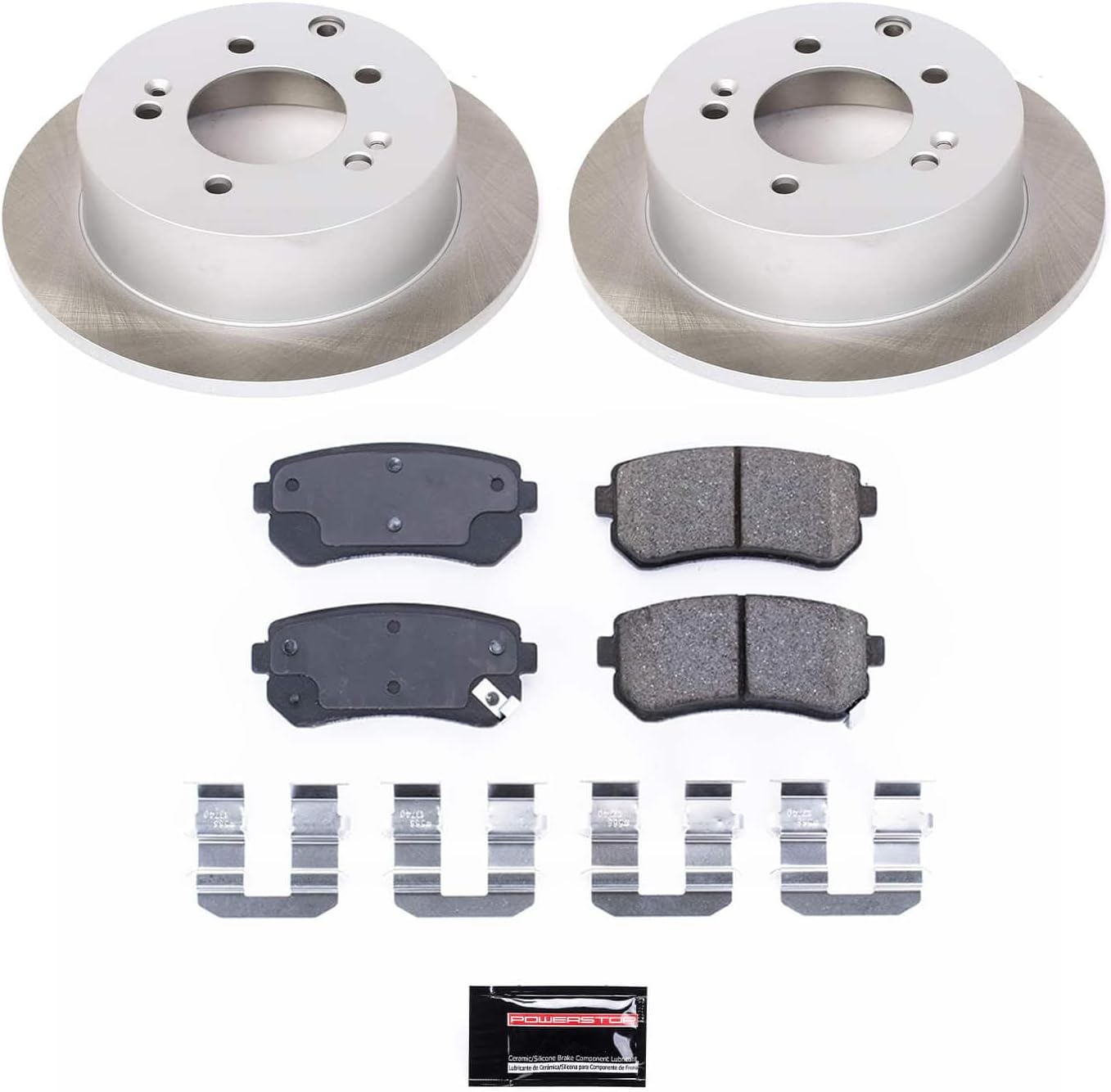 PowerStop Rear Brake Kit for Kia Forte 2010-13 | Kia Forte Koup 2010-13 - Ceramic Brake Pads + Semi Coated Rotors Replacement, SC5915