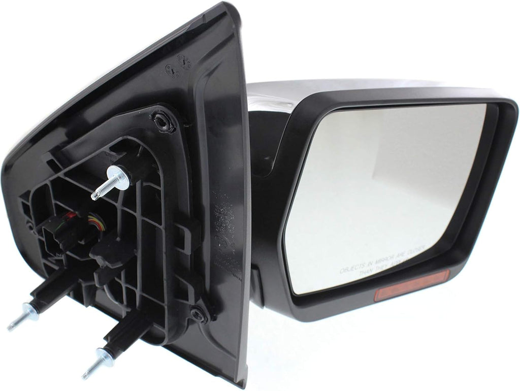 Kool Vue Passenger Side Power Heated Mirror for Ford F-150 2011-2014 Power Fold With Signal Light, Memory & Puddle Lamp; Without Blind Spot Monitor Chrome