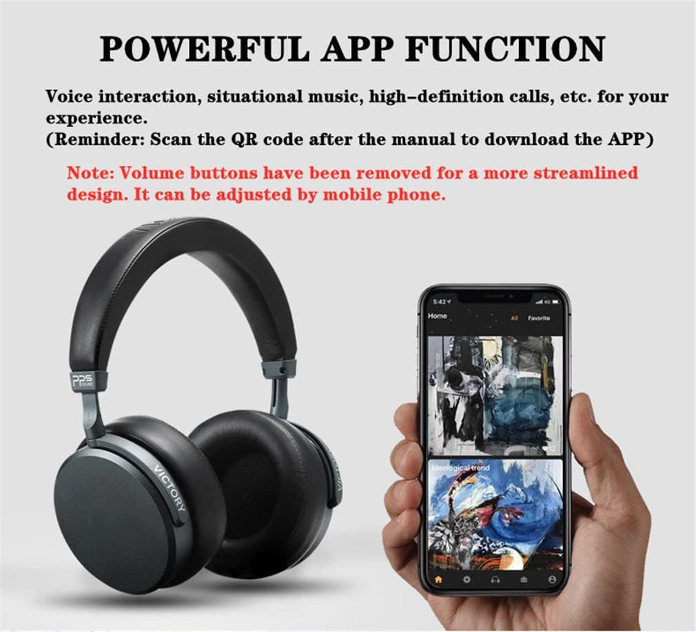 Bluetooth 5.0 Wireless On-Ear Headphones, Foldable Lightweight Hi-Fi Stereo Over-Ear ANC Active Noise Cancelling Headset, Bass Compensation Technology, for Travel Work TV