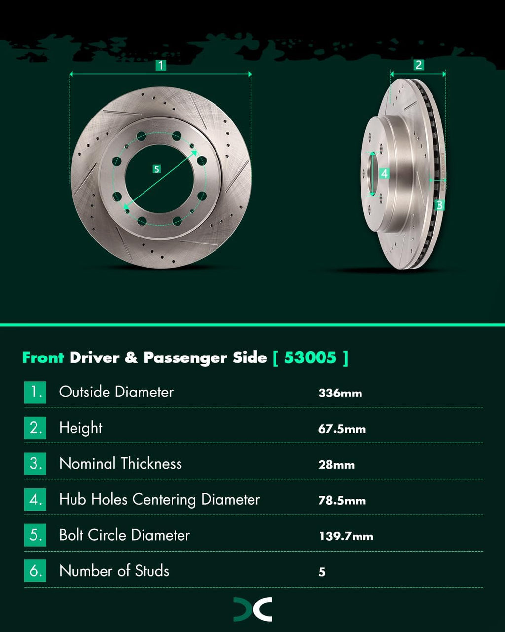 SCITOO Disc Brake Pads and Rotors Front 13.23' Rotors Replacement For Chrysler For Aspen 07-09,For Dodge For Durango 07-09│For Ram 1500 06-10,For Ram For 1500 11-18, 5/Lugs Vented Brake Kits