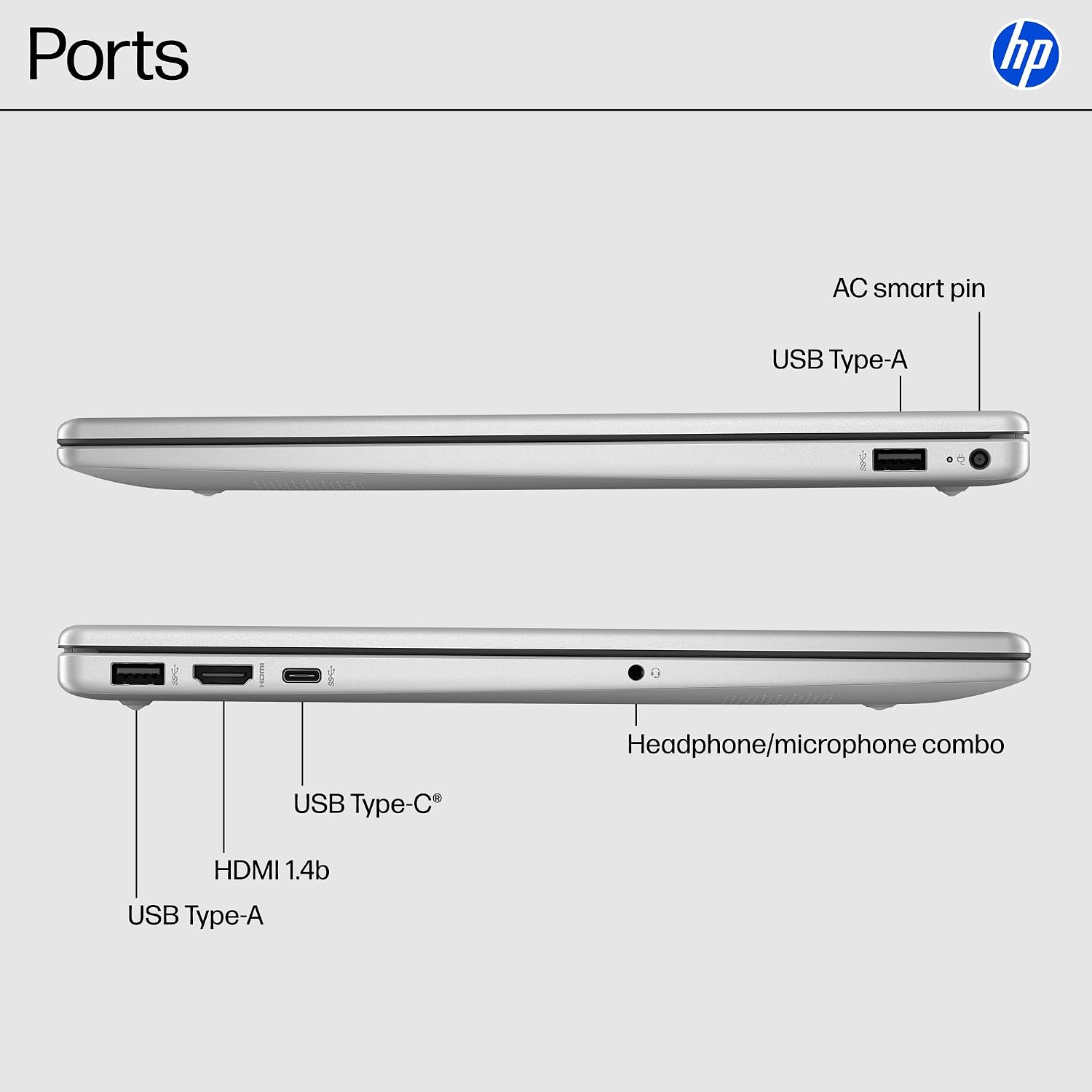 HP 15.6 inch Laptop, HD Display, Intel Core i3-N305, 8 GB RAM, 256 GB SSD, Intel UHD Graphics, Windows 11 Home, Natural Silver, 15-fd0500nr