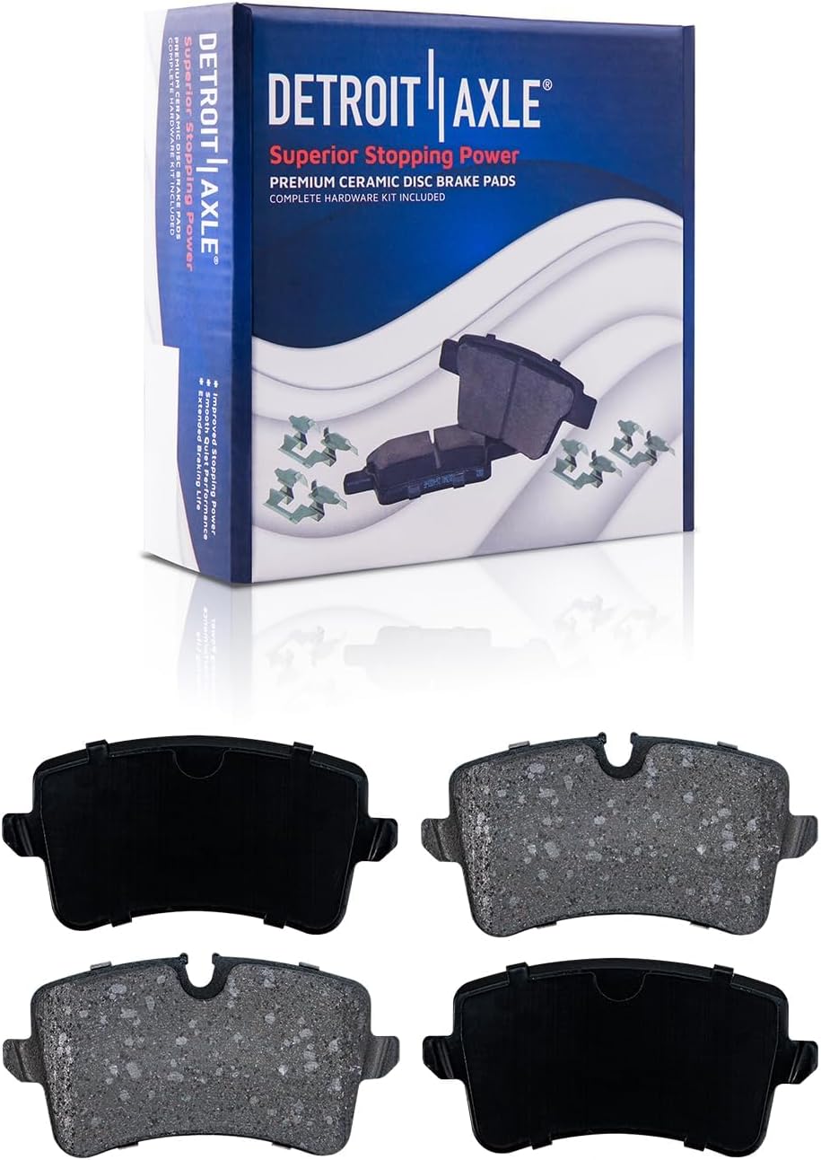 Detroit Axle - Rear Brake Kit for Audi A6 A7 A8 Quattro, Disc Brake Rotors Ceramic Brakes Pads with Hardware Replacement: 12.99' inch Rotors