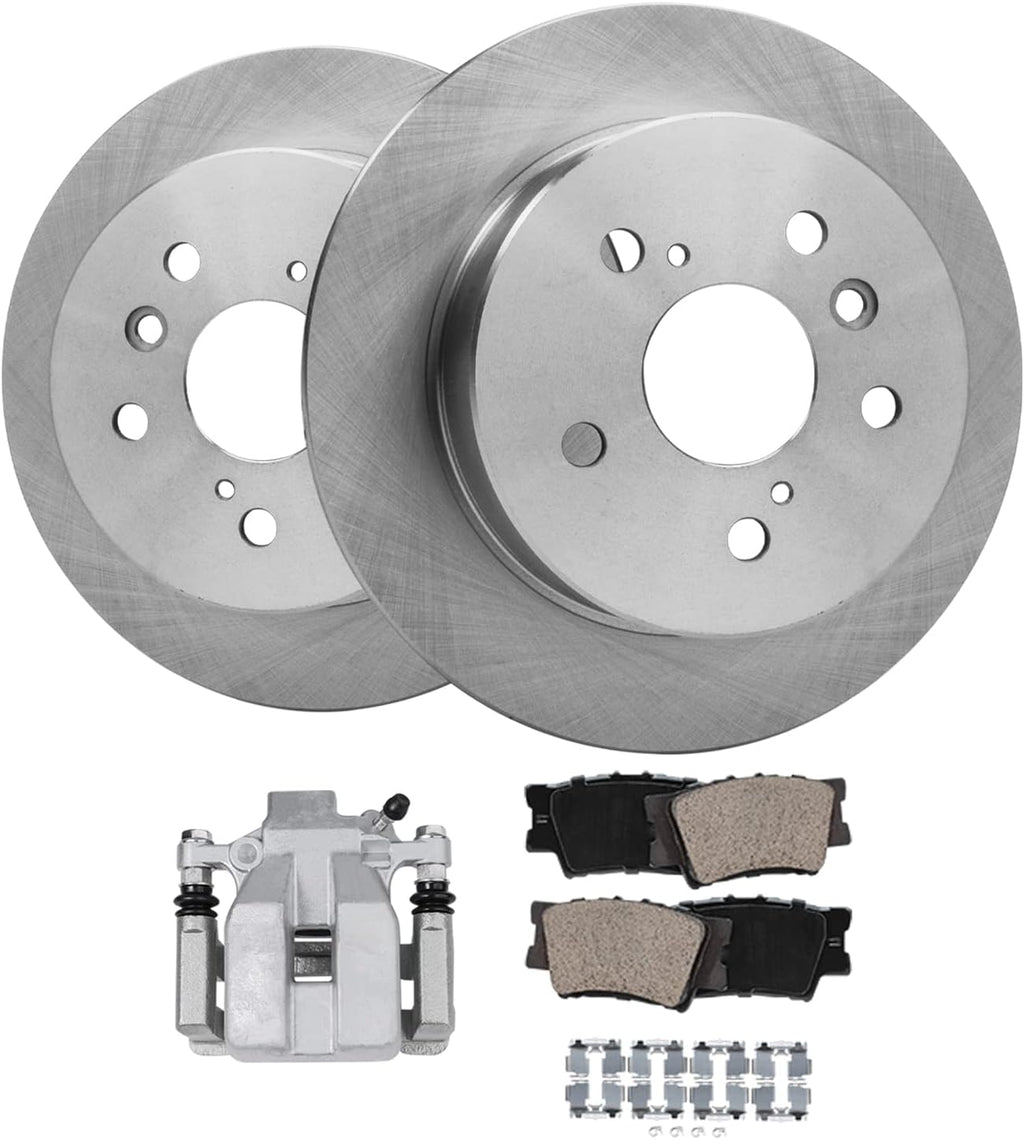 Detroit Axle - Rear Brake Kit for 2007-2011 Toyota Camry, 2008-2011 Avalon, 2007-2012 Lexus ES350, 2009 2010, Rear Disc Brake Rotors Ceramic Brake Pads Brake Caliper Replacement