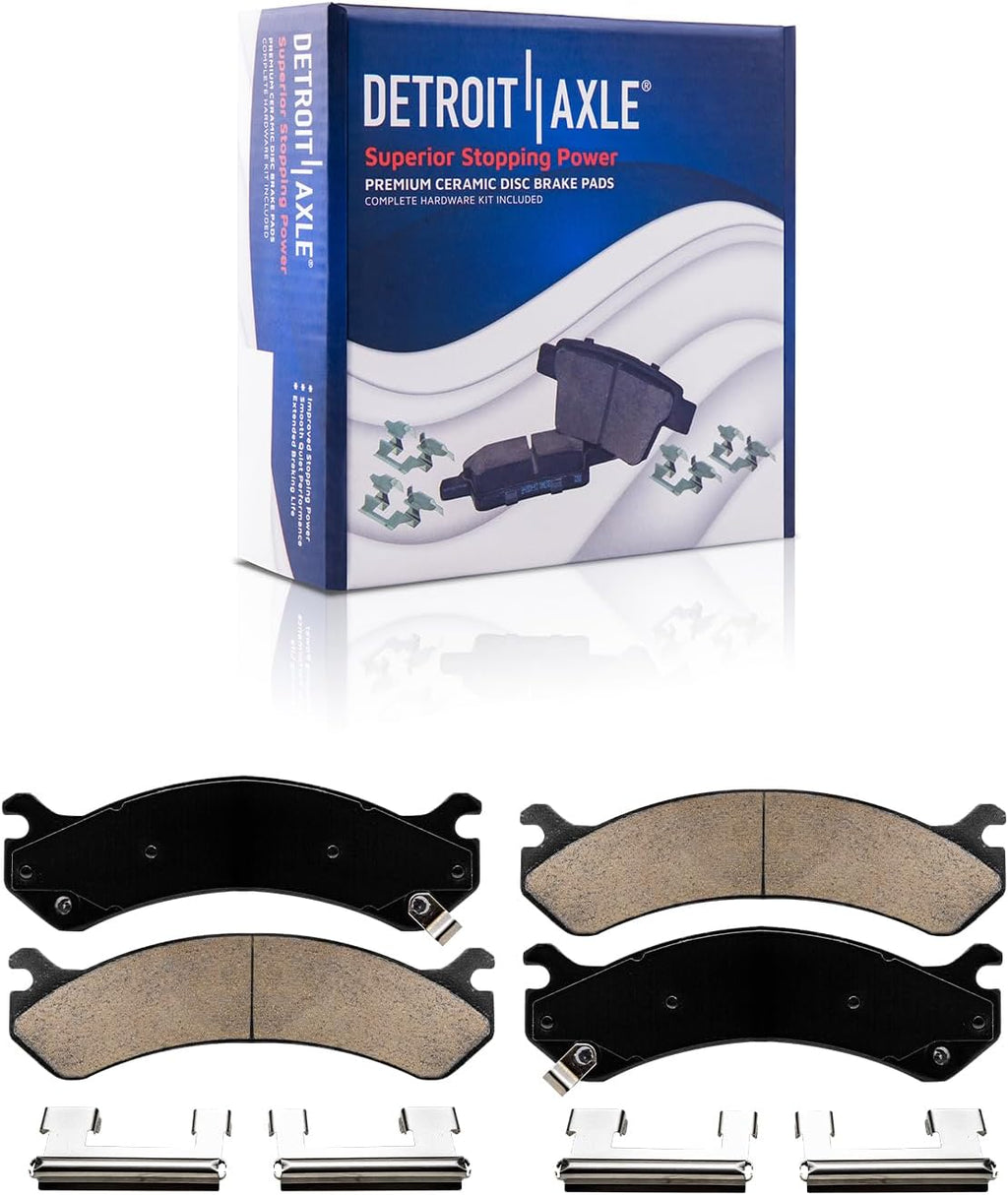 Detroit Axle - 4WD Front Wheel Bearing Hubs Brake Kit for Chevy GMC Avalanche Suburban Yukon XL 2500, Silverado Sierra 1500 2500 HD 3500, Hummer H2, Wheel Bearing Hubs Disc Brake Rotors Brake Pads