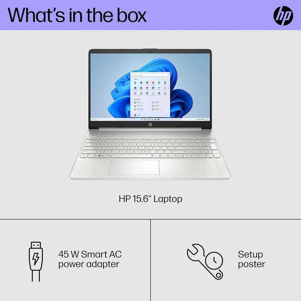 HP 15 Laptop (15.6' FHD Anti-glare, Intel Core i5 Processor, 8GB RAM, 256GB SSD) for Business, Student, Home, 10-Hr Long Battery Life, Type-C, HDMI, Numpad, Webcam, Wi-Fi, Windows 11 Home, Silver