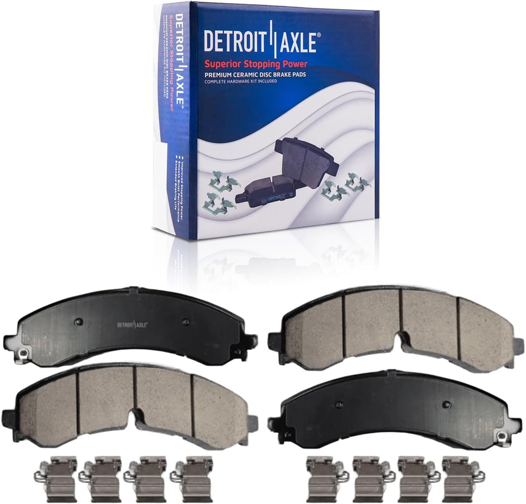 Detroit Axle - Brake Kit for Chevy GMC Silverado Sierra 3500 HD, Drilled and Slotted Disc Brake Rotors Brakes Pads 2020 2021 2022 2023 2024 Replacement : 13.98' inch Front and Rear Rotors