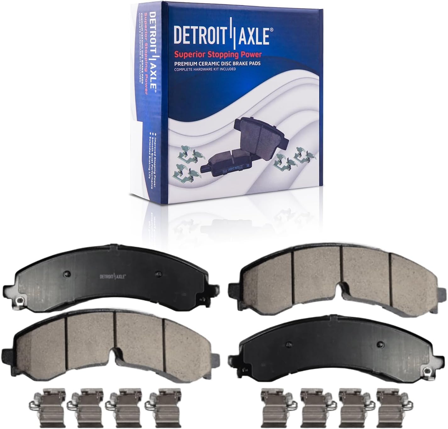 Detroit Axle - Brake Kit for Chevy GMC Silverado Sierra 3500 HD, Drilled and Slotted Disc Brake Rotors Brakes Pads 2020 2021 2022 2023 2024 Replacement : 13.98' inch Front and Rear Rotors