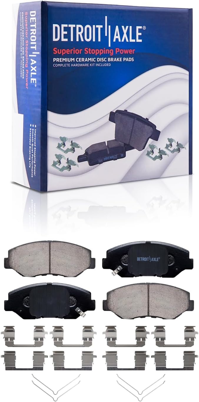 Detroit Axle - 10pc Brake Kit for 2003-2011 Honda Element, Drilled and Slotted Disc Brakes Rotors 2004 2005 2006 2007 2008 2009 2010 Ceramic Brake Pads : 11.10' inch Front and Rear Rotor