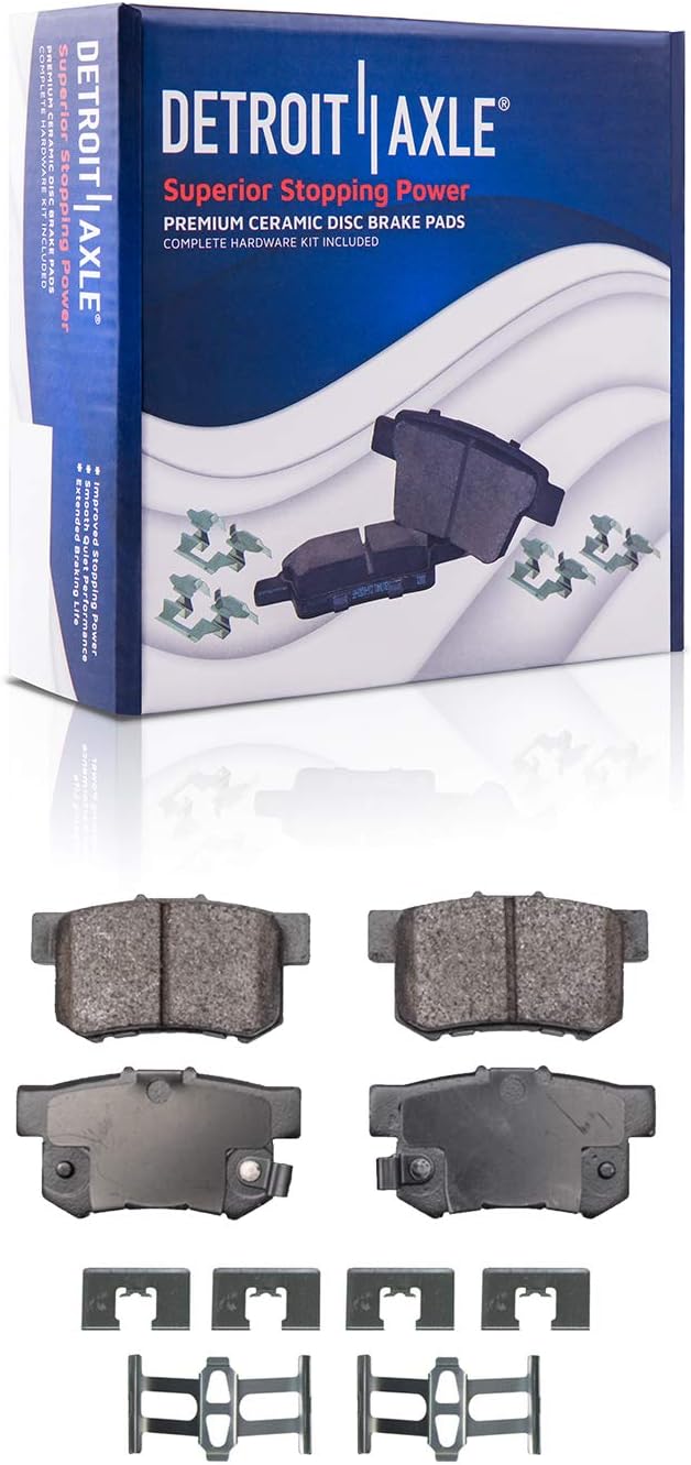 Detroit Axle - Brake Kit for 2003-2011 Honda Element Brake Rotors and Ceramic Brakes Pads Brake Calipers 2004 2005 2006 2007 2008 2009 2010 Front and Rear Replacement