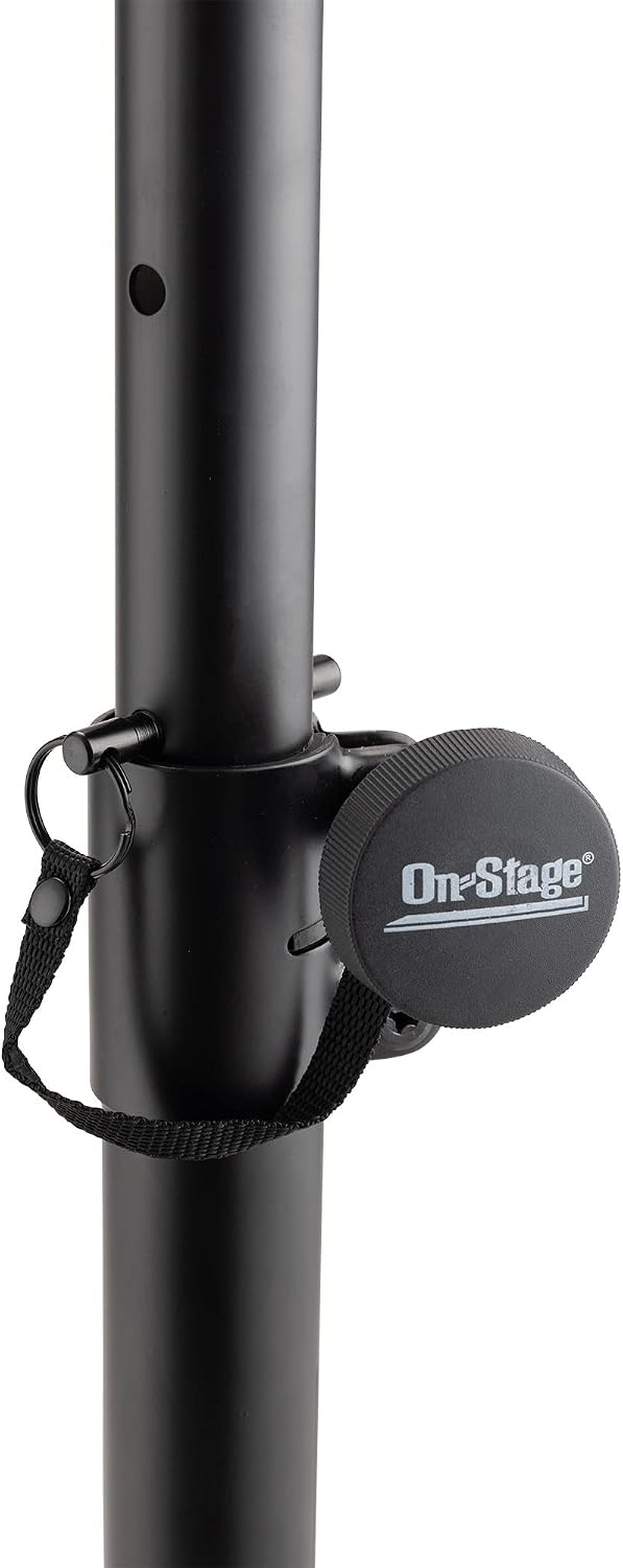 On-Stage SMS6600-P Hex-Base Monitor Stands Pair(Height-Adjustable Pedestal Studio Speaker Stands, Locking Pin, Hexagonal Base, Steel Construction, Nonslip Rubber Feet, Optional Floor Spikes, Black)