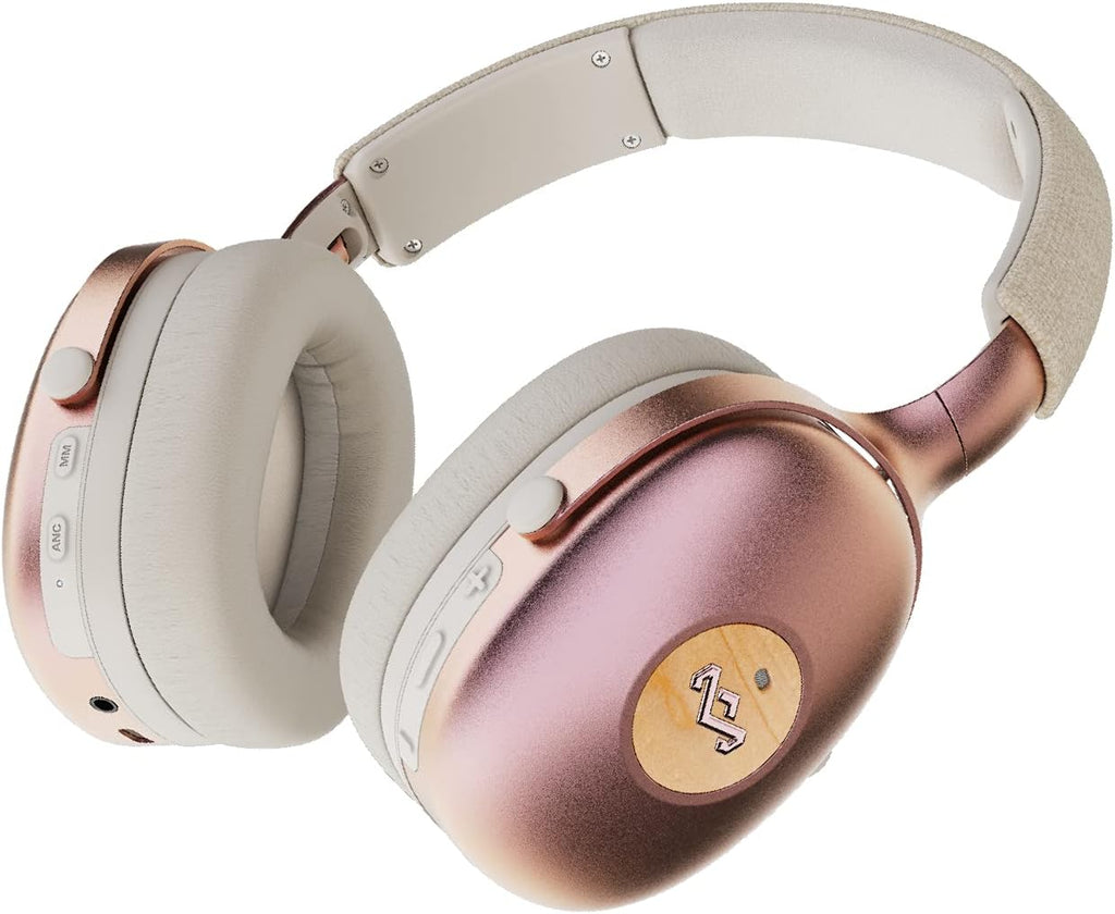 House of Marley Positive Vibration XL ANC: Noise Cancelling Over-Ear Headphones with Microphone, Wireless Bluetooth Connectivity, and 26 Hours of Playtime, Copper