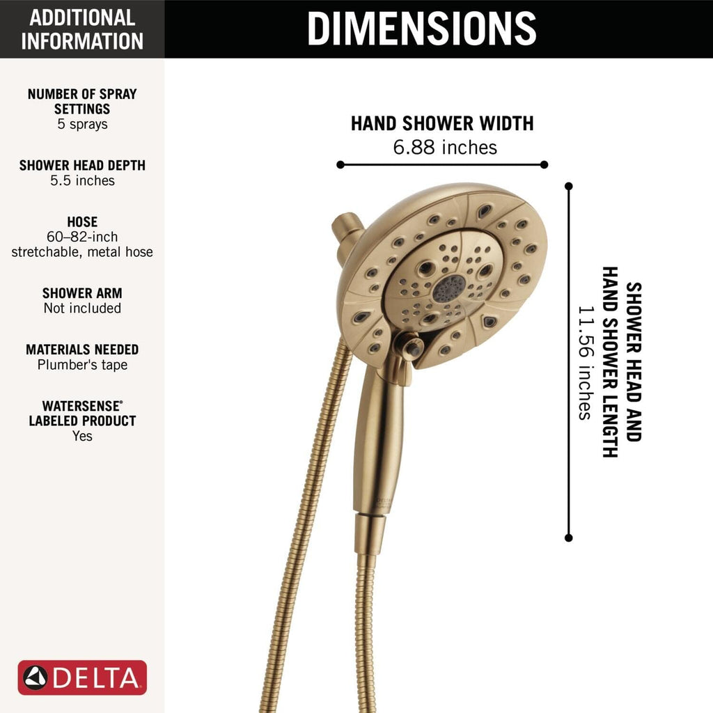 DELTA FAUCET 58480-CZ-PR-PK Universal Showering Components Combo, Champagne Bronze, 1.75 GPM Water Flow