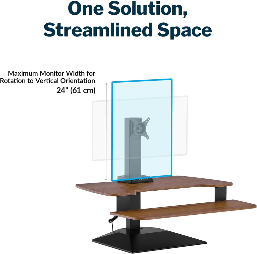 Vari VariDesk Premier Electric Converter - Standing Desk Height Adjustable Riser - Stand Up Converter for Home Office Workspace - Single Monitor Mount Computer Workstation (Walnut)