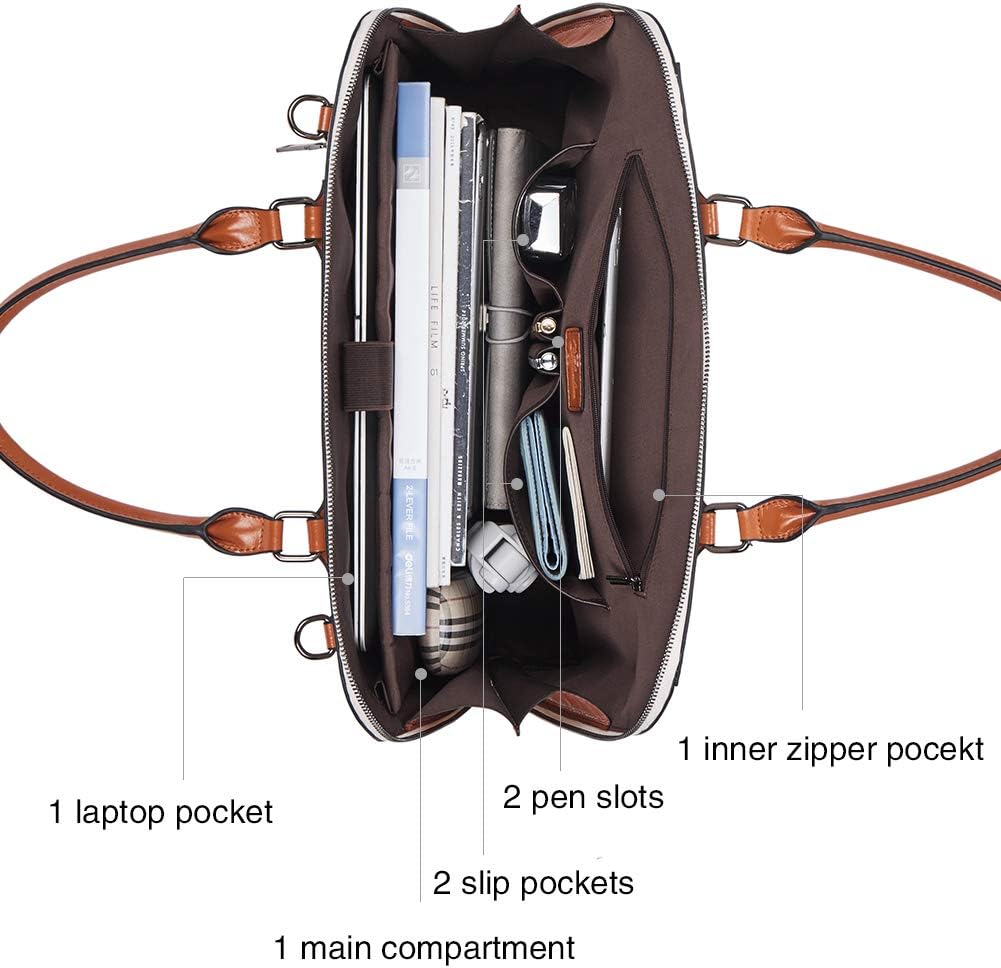 BOSTANTEN Briefcase for Women Leather 15.6 inch Laptop Shoulder Bag Office Work Crossbody Handbag