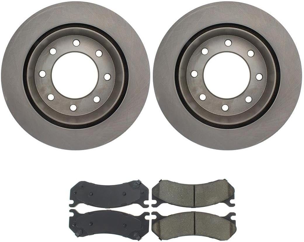 Pads and Rotors, 4X Rear Disc Brake Rotors - Semi-Metallic Pads Kit Compatible AUTO DN for Chevrolet Avalanche 2500 2002-2006 for Chevy Avalanche 2500 2002-2006 for Chevrolet Silverado 1500 2004-2005
