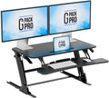 36″ Wide Standing Desk Converter – Sit-to-Stand Workstation for Dual Monitors, Height Adjustable Up to 17.3″ with Large Keyboard Tray – Black