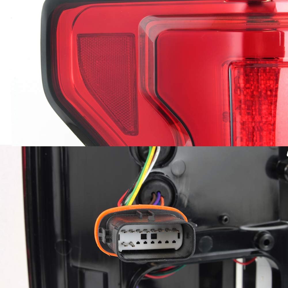 AKKON - For 2015-2017 Ford F150 Full LED Daytime Running Lamp Bar Tail Lights Chrome Housing Red Clear Lens Full Set