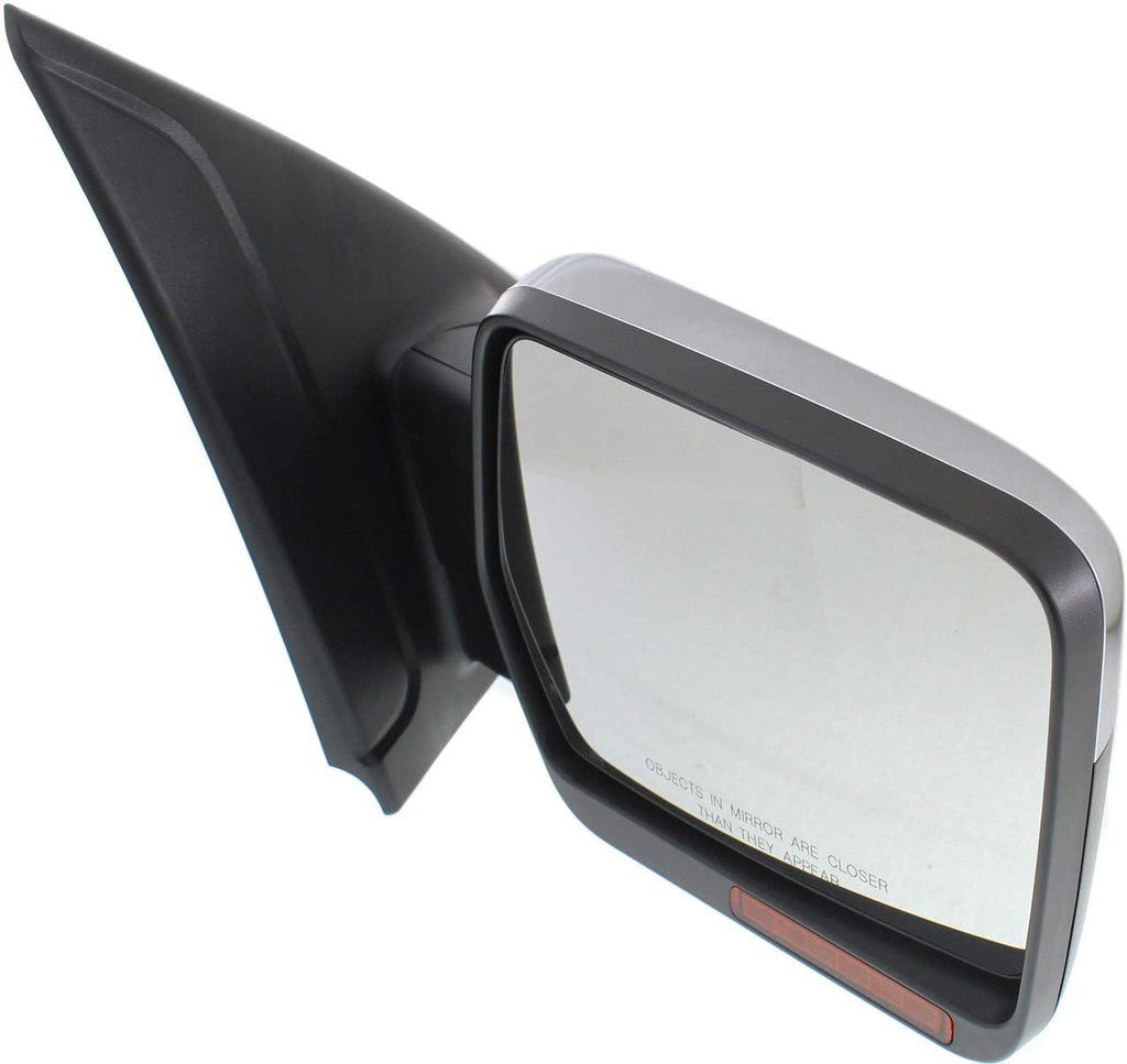 Kool Vue Driver & Passenger Side Power Heated Mirrors for Ford F-150 2011-2014 Power Fold With Signal Light, Memory & Puddle Lamp; Without Blind Spot Monitor Chrome