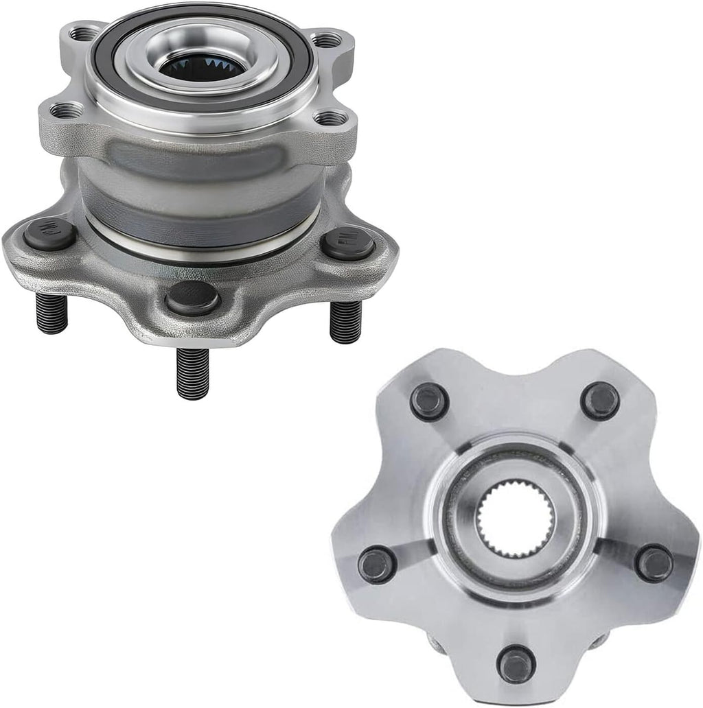 Detroit Axle - AWD Rear Disc Brake Rotors Ceramic Pads + Wheel Bearing Hubs Replacement for Infiniti JX35 QX60 Nissan Pathfinder Murano