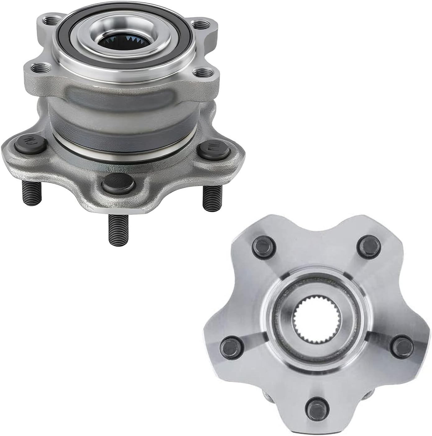 Detroit Axle - AWD Rear Disc Brake Rotors Ceramic Pads + Wheel Bearing Hubs Replacement for Infiniti JX35 QX60 Nissan Pathfinder Murano