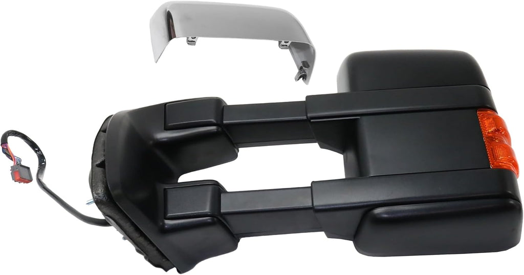 Kool Vue Driver Side Power Heated Towing Mirror, Driver Side Mirror Replacement for Ford F-250 F-350 Super Duty 2010-2016 Power Fold With Signal Light & Memory, Without Blind Spot Monitor Auto Extend