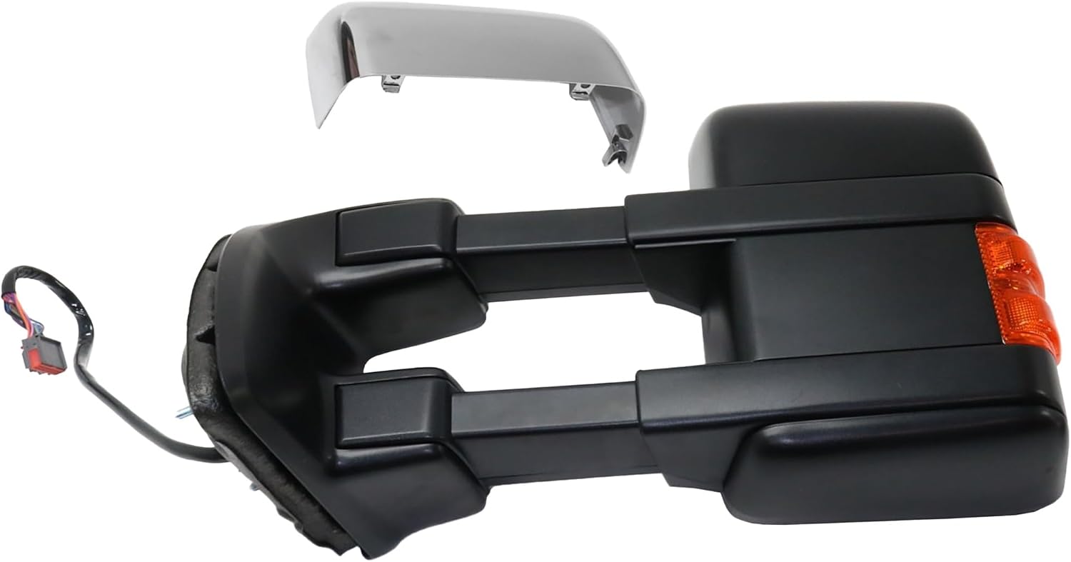 Kool Vue Driver Side Power Heated Towing Mirror, Driver Side Mirror Replacement for Ford F-250 F-350 Super Duty 2010-2016 Power Fold With Signal Light & Memory, Without Blind Spot Monitor Auto Extend