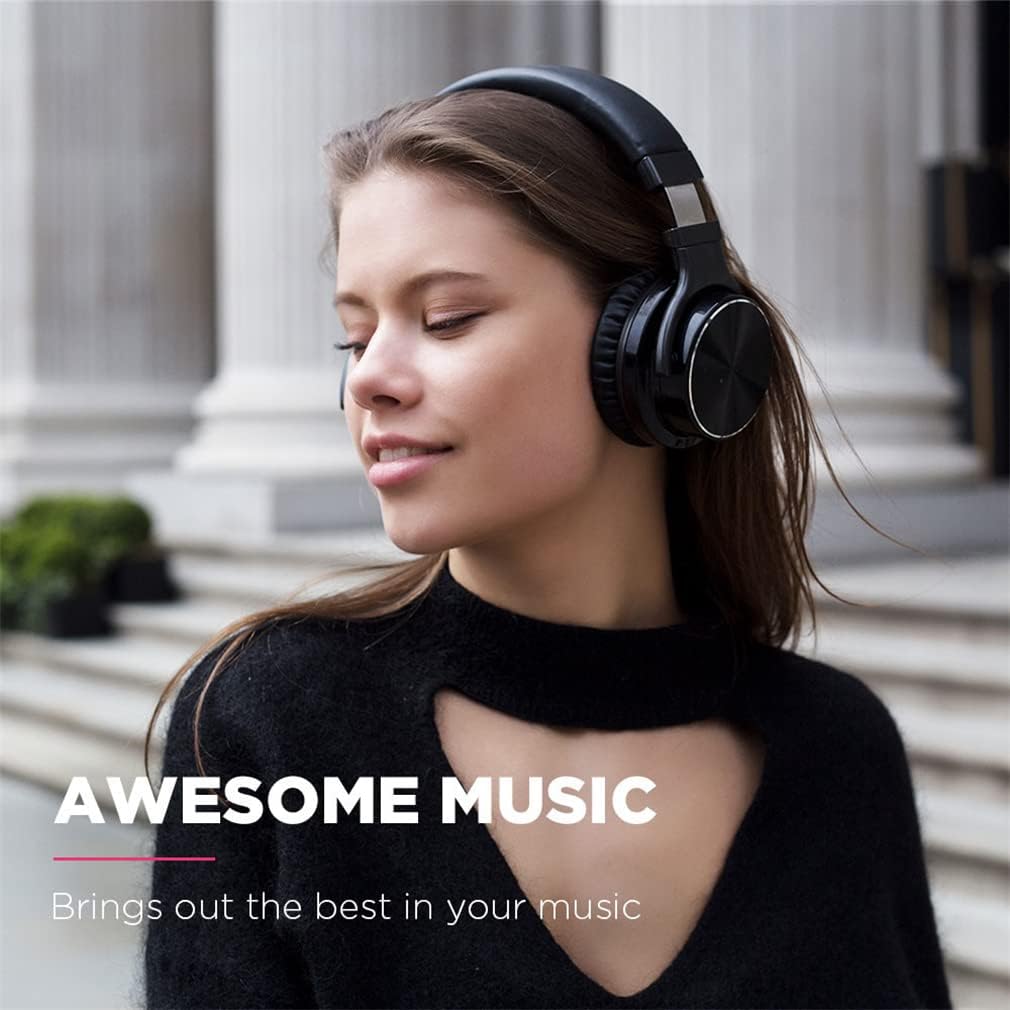ANC Active Noise Cancelling Wireless Bluetooth Over-Ear Headphones with Mic Hi-Fi Stereo Deep Bass Foldable On-Ear Headsets, 30H Playtime, for Sports/TV/Work,Silver