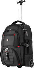 Extra Large Rolling Backpack with Wheels - Water-Resistant, 18' Laptop Compartment, 22.5'x15'x10', 55L Capacity, Ideal Carry-On for Weekend Travel, College, Work - Wheeled Business Backpack for Adults