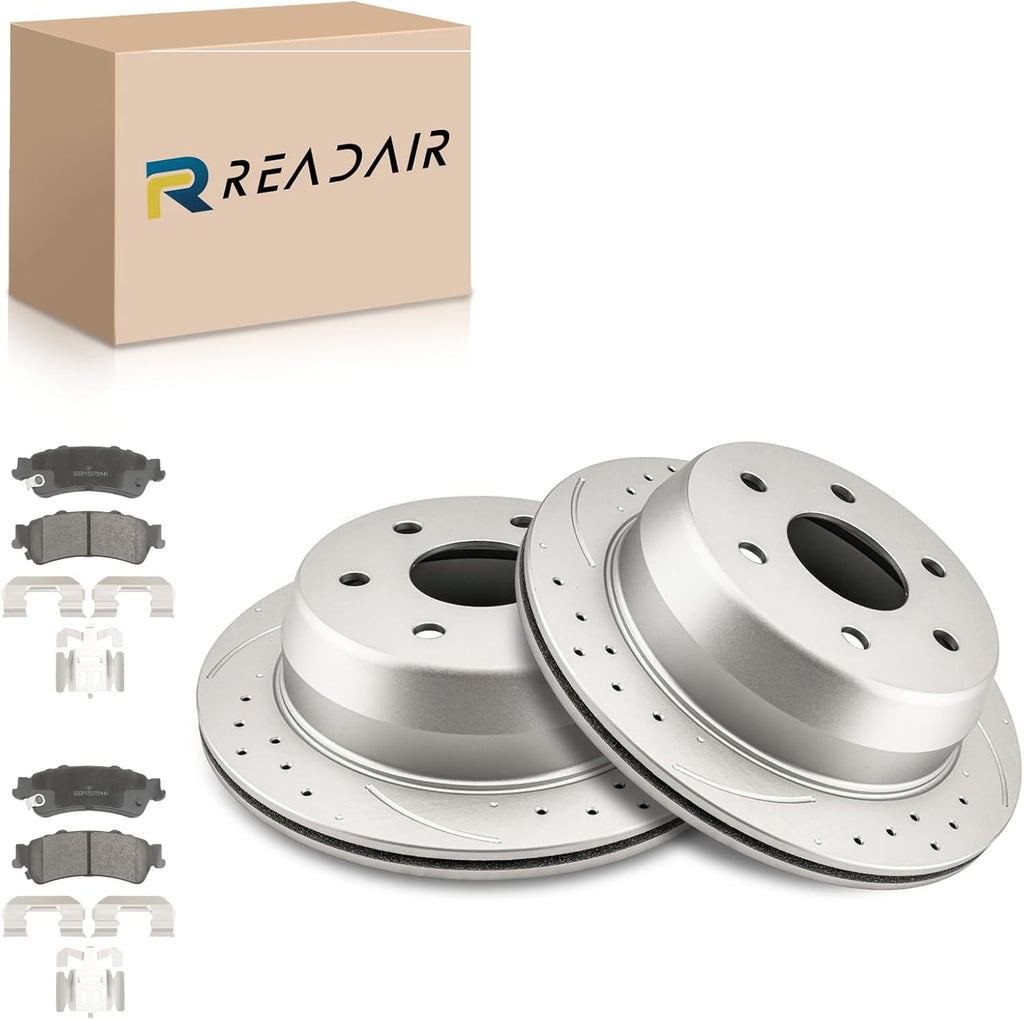 Rear Brake Kit 6PCS Fits 1999-2006 Chevy Silverado 1500 | 2000-2001 Chevy Tahoe 5.3L V8, 1999-2006 GMC Sierra 1500 5.3L V8, Brake Rotors and Ceramic Brake Pads, 12.78'in(325mm) - Replace 55066