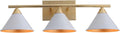 JONATHAN Y 25' White/Gold Modern Metal Vanity Light Wall Sconce for Bathroom Mirror, Bedroom, Hallway, White Metal Cone Shade, UL Listed, Hardwired, LED Bulb Included (JYL9014A)