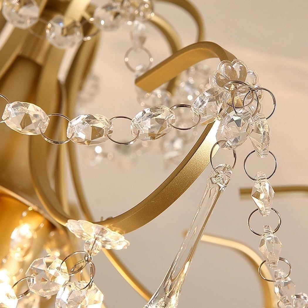 LNPTAL Modern Gold Crystal Chandelier, 3-Light Luxury Ceiling Light Fixture, Mid-Century Elegant Hanging Lamp for Bathroom, Hallway, Kitchen Island, Bedroom